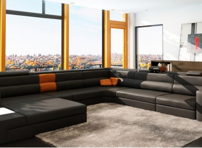 Design Canapé Ecksofa Polster Eck Sëtz Garnitur Wunnlandschaft Lieder USB+LED