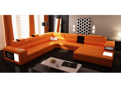 Modern elegante U-Form Ecksofa aus Lieder fir stilvoll Wunnzëmmer Sofa