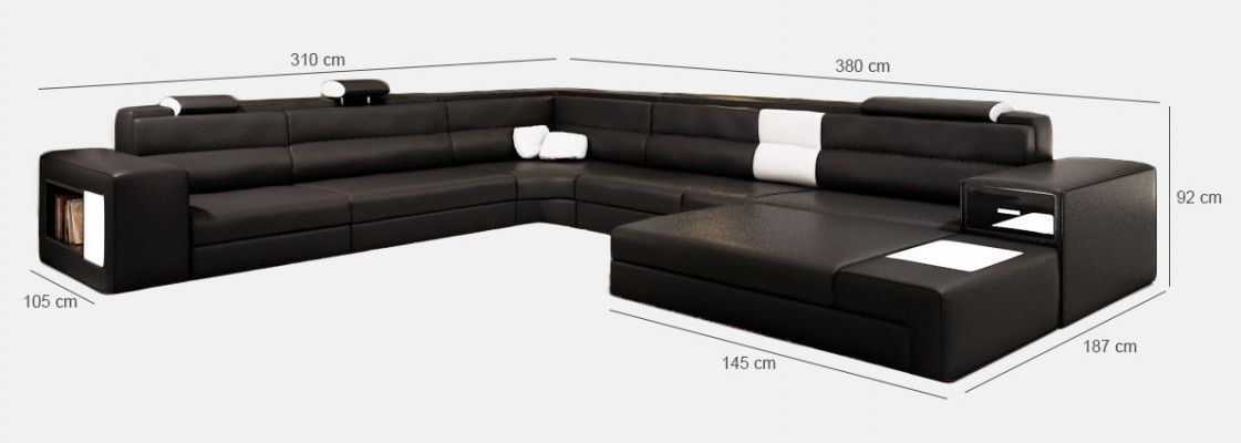 Modern elegante U-Form Ecksofa aus Lieder fir stilvoll Wunnzëmmer Sofa