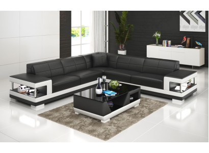 Ledersofa mat USB Wunnlandschaft Ecksofa Eck Garnitur Design Modern Sofa G8017B