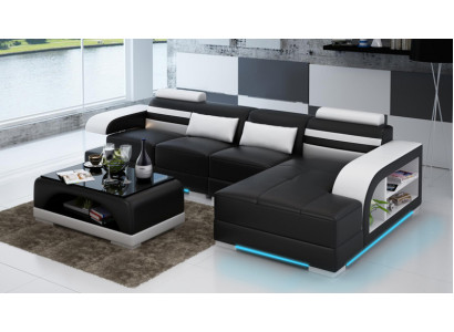 Ledersofa mat USB Wunnlandschaft Eckcouch Eckgarnitur Design Modern Sofa G8033C