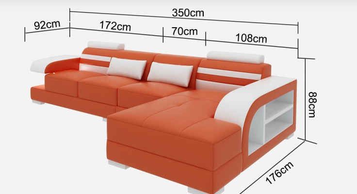 Ledersofa mat USB Wunnlandschaft Eckcouch Eckgarnitur Design Modern Sofa G8033C