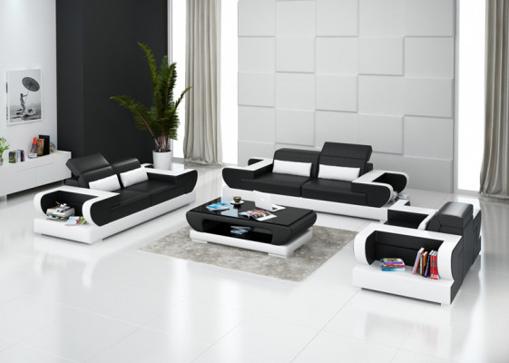 Liedergaff Canapé Wunnlandschaft 3+2+1 Sëtzer Garnitur Design Modern Sofa G8002D