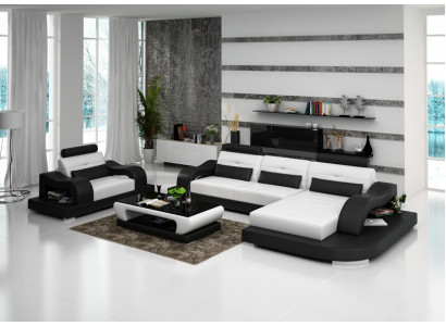 Ledersofa Canapé Wunnlandschaft Ecksofa Eck Fautteuil Design Modern Sofa G8005E