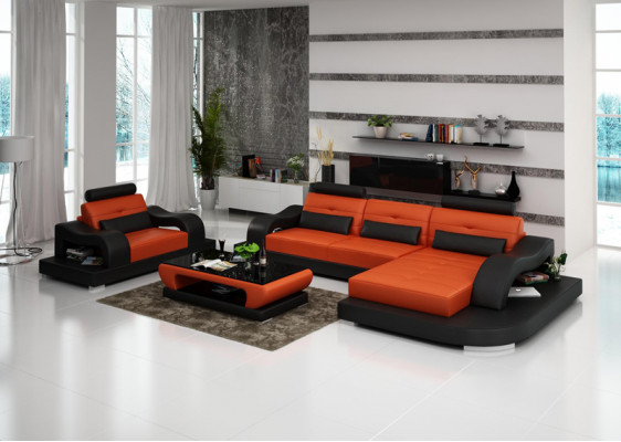 Ledersofa Canapé Wunnlandschaft Ecksofa Eck Fautteuil Design Modern Sofa G8005E