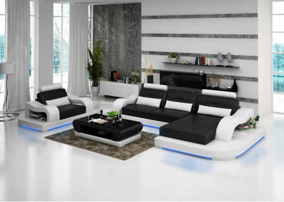 Ledersofa Canapé Wunnlandschaft Ecksofa Eck Fautteuil Design Modern Sofa G8005E