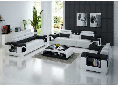 Lieder-Canapé Couch Wunnlandschaft 3+2+1 Sëtzer Modern Garnitur Design Canapé