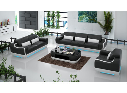 Ledersofa Couch Wunnlandschaft 3+2+1 Sëtzer Garnitur Sofa Sofagarnitur G8025D
