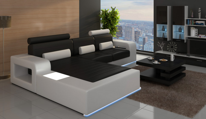 LEDERECKSOFA-GARNITUR mat USB, LEDERSOFA Moossanfertigung COUCH-GARNITUR ECKSOFA