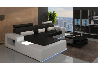 LEDERECKSOFA-GARNITUR mat USB, LEDERSOFA Moossanfertigung COUCH-GARNITUR ECKSOFA