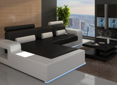 LEDERECKSOFA-GARNITUR mat USB, LEDERSOFA Moossanfertigung COUCH-GARNITUR ECKSOFA