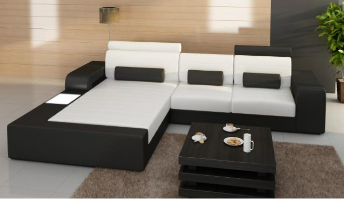 LEDERECKSOFA-GARNITUR mat USB, LEDERSOFA Moossanfertigung COUCH-GARNITUR ECKSOFA