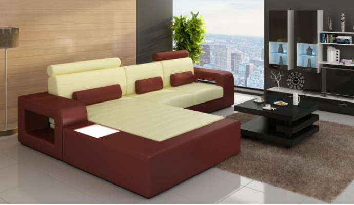 LEDERECKSOFA-GARNITUR mat USB, LEDERSOFA Moossanfertigung COUCH-GARNITUR ECKSOFA