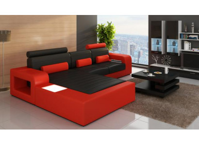 LEDERSOFFA GARNITUR ECKSOFA mat USB ECKCOUCH GARNITUR LEDERCOUCH Moossaarbecht