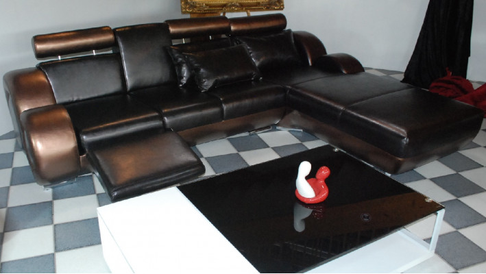Elegante Designer Eckcouch Berlin II Ledersofa +USB, Sofa Couch Moosschneiderei