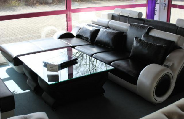 Elegante Designer Eckcouch Berlin II Ledersofa +USB, Sofa Couch Moosschneiderei