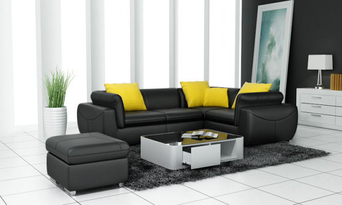 Ledersofa mat USB Wunnlandschaft Ecksofa Eck Garnitur Design Modern Sofa F3014C