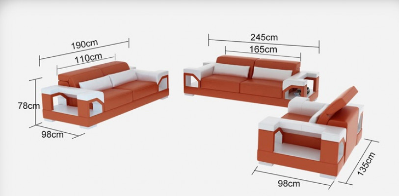 Ledercouch Sofa Sofagarnitur Set 3+2+1 Sëtz Garnitur Design Modern Sofa mat USB