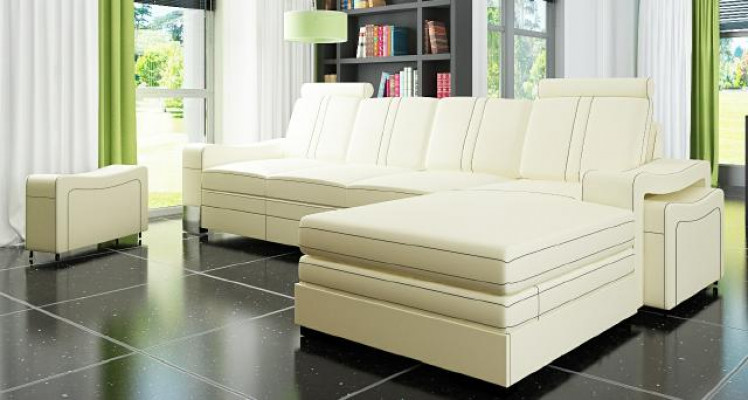 Ledersofa Ledercouch Lederecksofa Wunnlandschaft mat USB, Nei Garnitur Sofa XXL