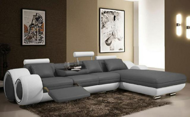 Eckcouch USB Wunnlandschaft Couch Liederdivan Sofa Garnitur Moossfabrikatioun