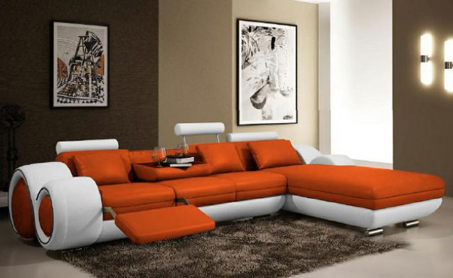 Eckcanapé USB Wunnlandschaft Ledercanapé Canapé Moosmaach Polster Garnitur Couch