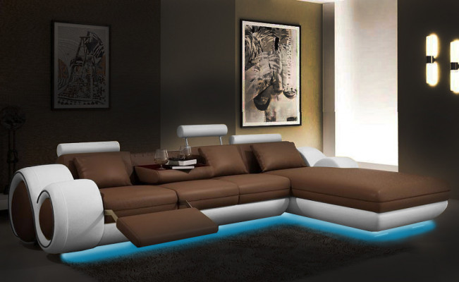 Eckcanapé USB Wunnlandschaft Ledercanapé Canapé Moosmaach Polster Garnitur Couch
