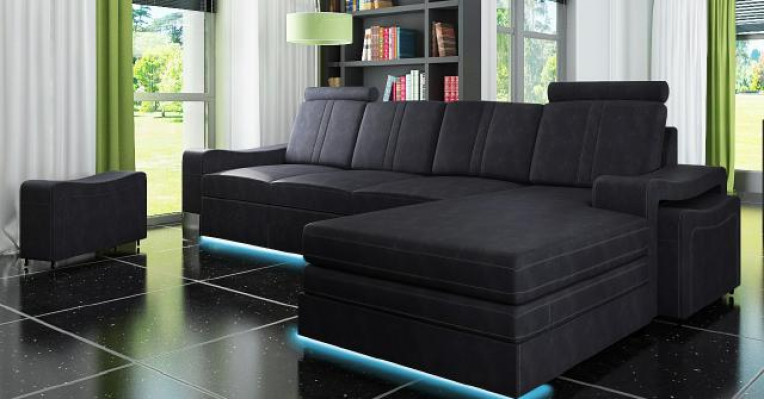 Stoffcouch mat USB Sofa Polster Garnitur Ecke Nei Textilcouch Eckcouch Stoffsofa