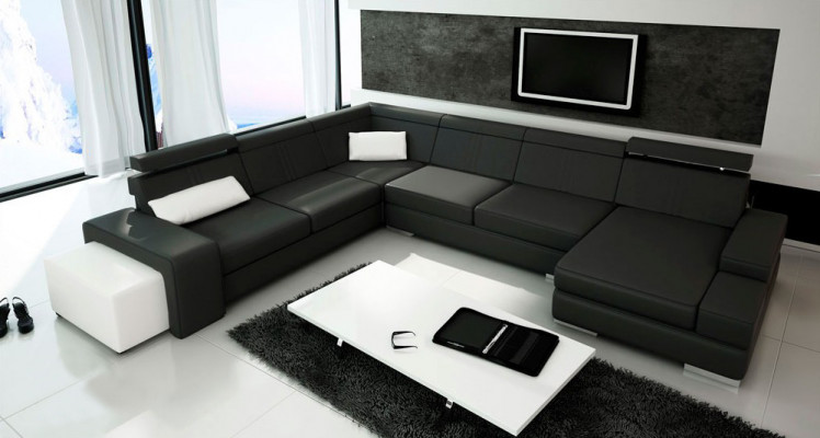 U-Form Sofa Couch Polster Wunnlandschaft Lieder Eckgarnitur XXL Ecksofa Neit