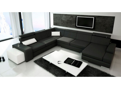 U-Form Sofa Couch Polster Wunnlandschaft Lieder Eckgarnitur XXL Ecksofa Neit