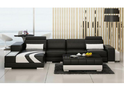 Sofa Canapé Wunnlandschaft XXL Canapé Lieder Sofa mat Ottomane Sofagarnitur V015