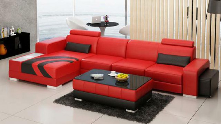Sofa Canapé Wunnlandschaft XXL Canapé Lieder Sofa mat Ottomane Sofagarnitur V015