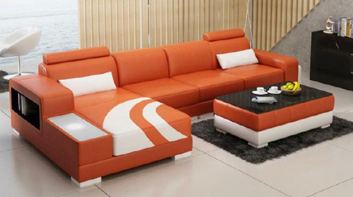 Sofa Canapé Wunnlandschaft XXL Canapé Lieder Sofa mat Ottomane Sofagarnitur V015
