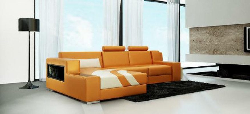 Sofa Canapé Wunnlandschaft XXL Canapé Lieder Sofa mat Ottomane Sofagarnitur V015