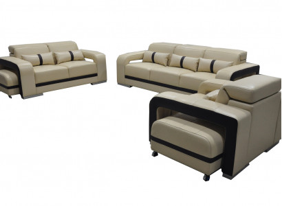 Sofa mat USB, Lieder Canapé Polster Garnitur 3+2+1 Sëtz Komplett Set Design Nei