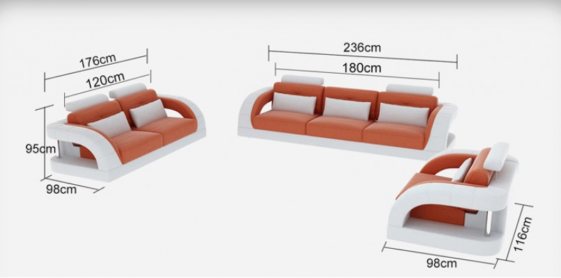 Design Ledersofa Couch Garnituren 3+2+1 Sëtzer Garnitur Sofagarnitur Sofa USB