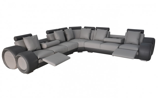 Modern XXL Lieder Canapé Ecke Liewenslandschaft Liederbänk Sofa L-Form + USB Couch Nei