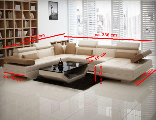 Ecksofa mat USB Couch Wunnlandschaft Lieder Couchen Polster Eck Sëtz Garnitur