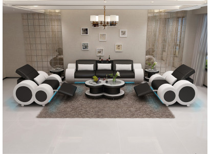 Ledercouch Couch Sofagarnitur Nei 3+1+1 Sëtzer Garnitur Design Modern Sofa