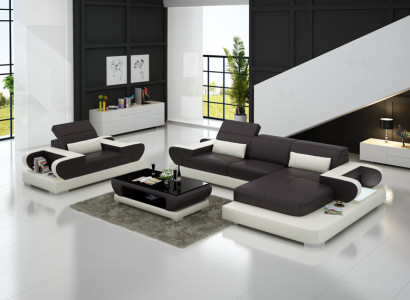 Design XXL Grouss Canapé Ecksofa mat USB Lieder-Sofa Couch Polster Eck Wunnlandschaft