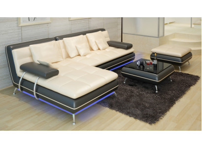 Ledercouch mat USB Wunnlandschaft Eckcouch Eck Garnitur Design Modern Couch F3015