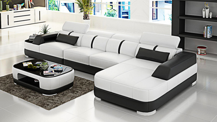 Design Ecksofa L-Form Sofa Couch Polstersofa Schlofssofa Bettfunktioun Textil