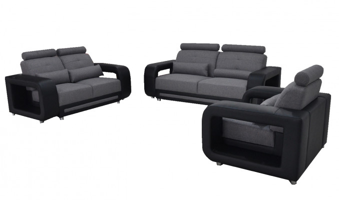 Sofa mat USB Garnitur Couch Polster Design Sëtz Komplett Set Lieder Stoff Nei
