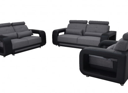 Sofa mat USB Garnitur Couch Polster Design Sëtz Komplett Set Lieder Stoff Nei
