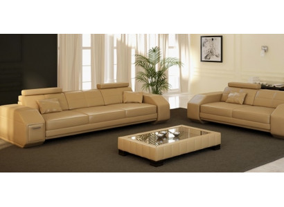 Designer Sofagarnitur Ledersofa USB Set 3+2+1 Garnitur Neit Sofa Couch Garnituren