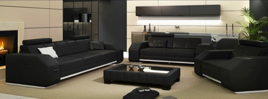 Designer Sofagarnitur Ledersofa USB Set 3+2+1 Garnitur Neit Sofa Couch Garnituren