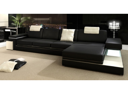 Ledercouch mat USB Wunnlandschaft XXL Ecksitzgarnitur Grousscouch Design Couch Designercouch