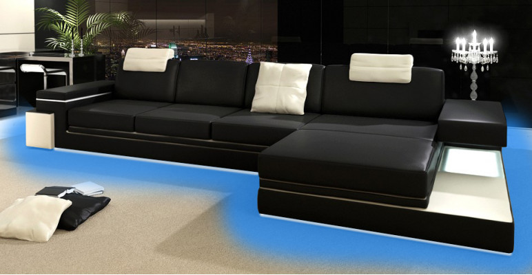 Ledercouch mat USB Wunnlandschaft XXL Ecksitzgarnitur Grousscouch Design Couch Designercouch