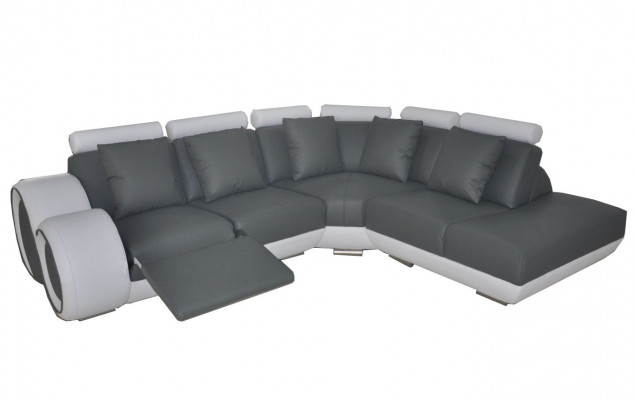 Ledercouch Couch Wunnlandschaft Eck Garnitur Design Modern Sofa + USB Nei Eckcouch
