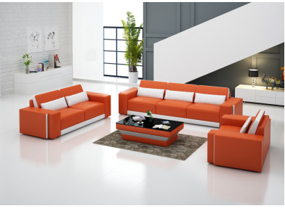 Ledersofa mat USB, Canapé Wunnlandschaft Sofagarnitur Sofa Garnitur Design Modern