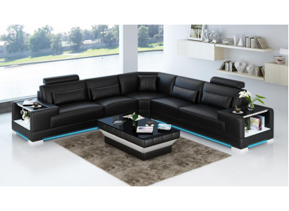 Ledercouch Couch Wunnlandschaft Eckcouch Eck Garnitur Design Modern Sofa mat USB